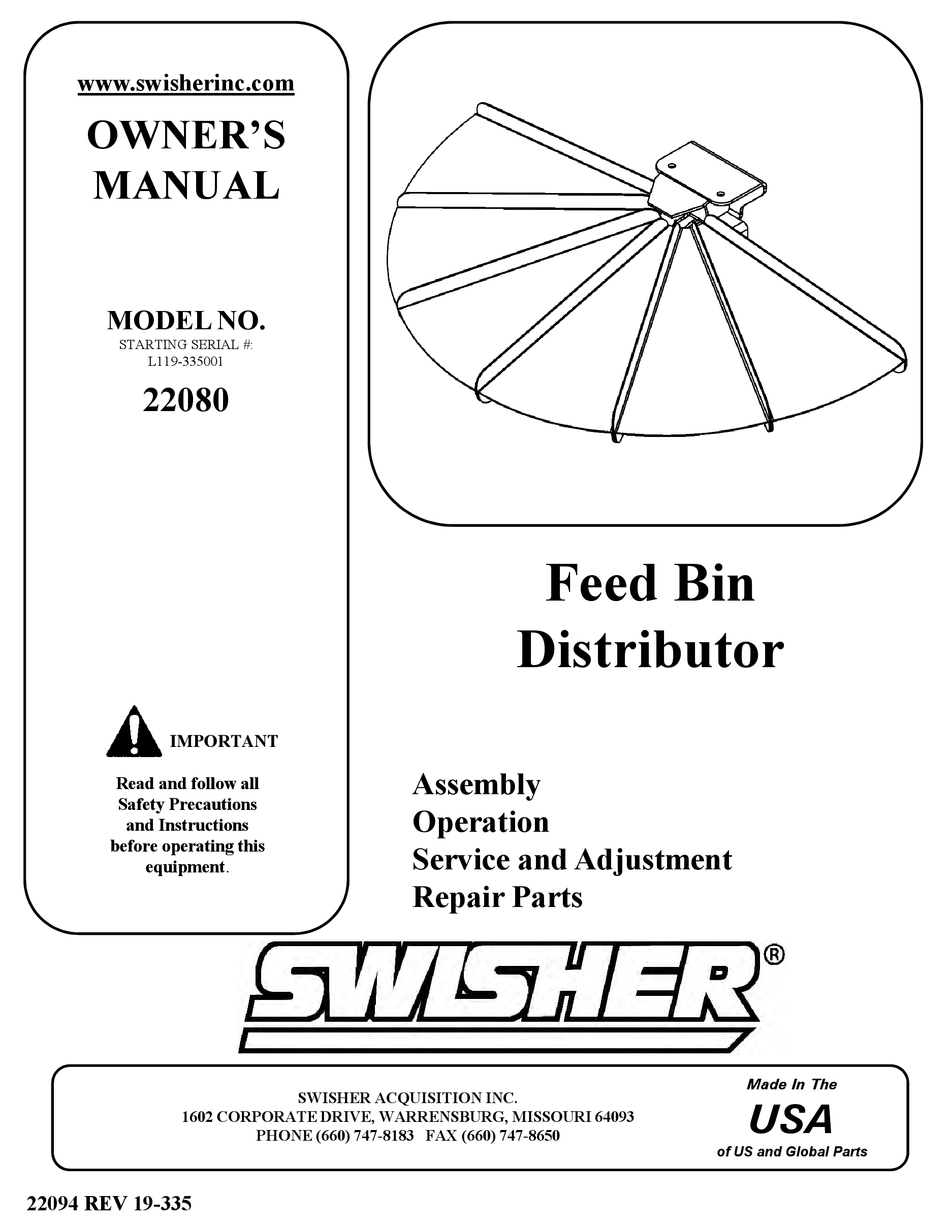 SWISHER 22080 OWNER'S MANUAL Pdf Download ManualsLib