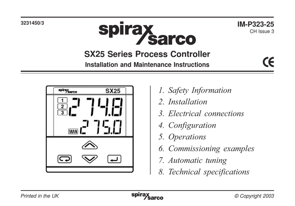 SPIRAX SARCO SX25 SERIES INSTALLATION AND MAINTENANCE INSTRUCTIONS