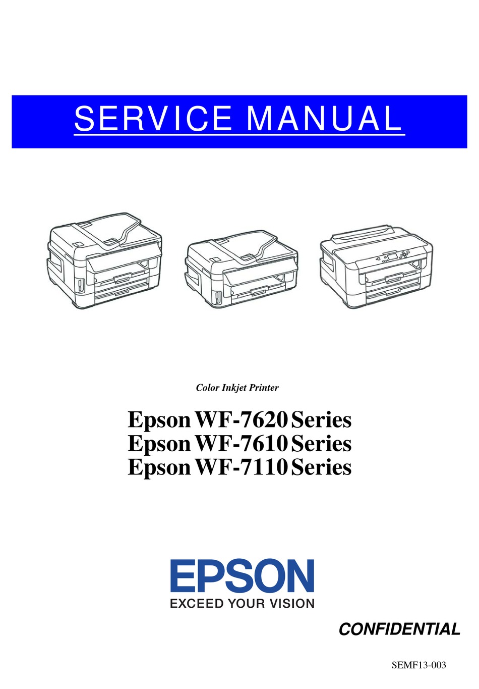 EPSON WF-7620 SERIES SERVICE MANUAL Pdf Download | ManualsLib