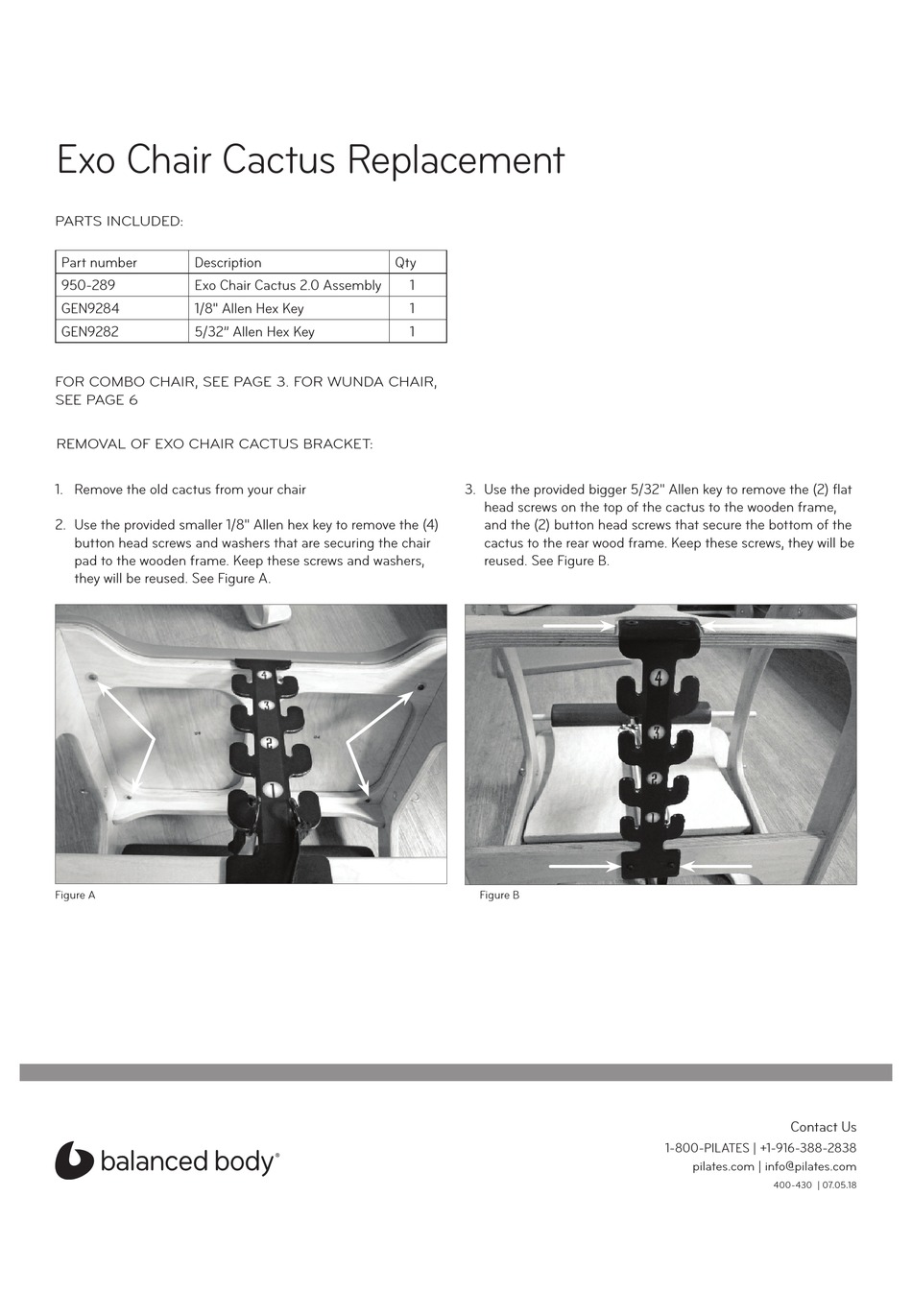 BALANCED BODY EXO CHAIR REPLACEMENT INSTRUCTIONS MANUAL Pdf Download
