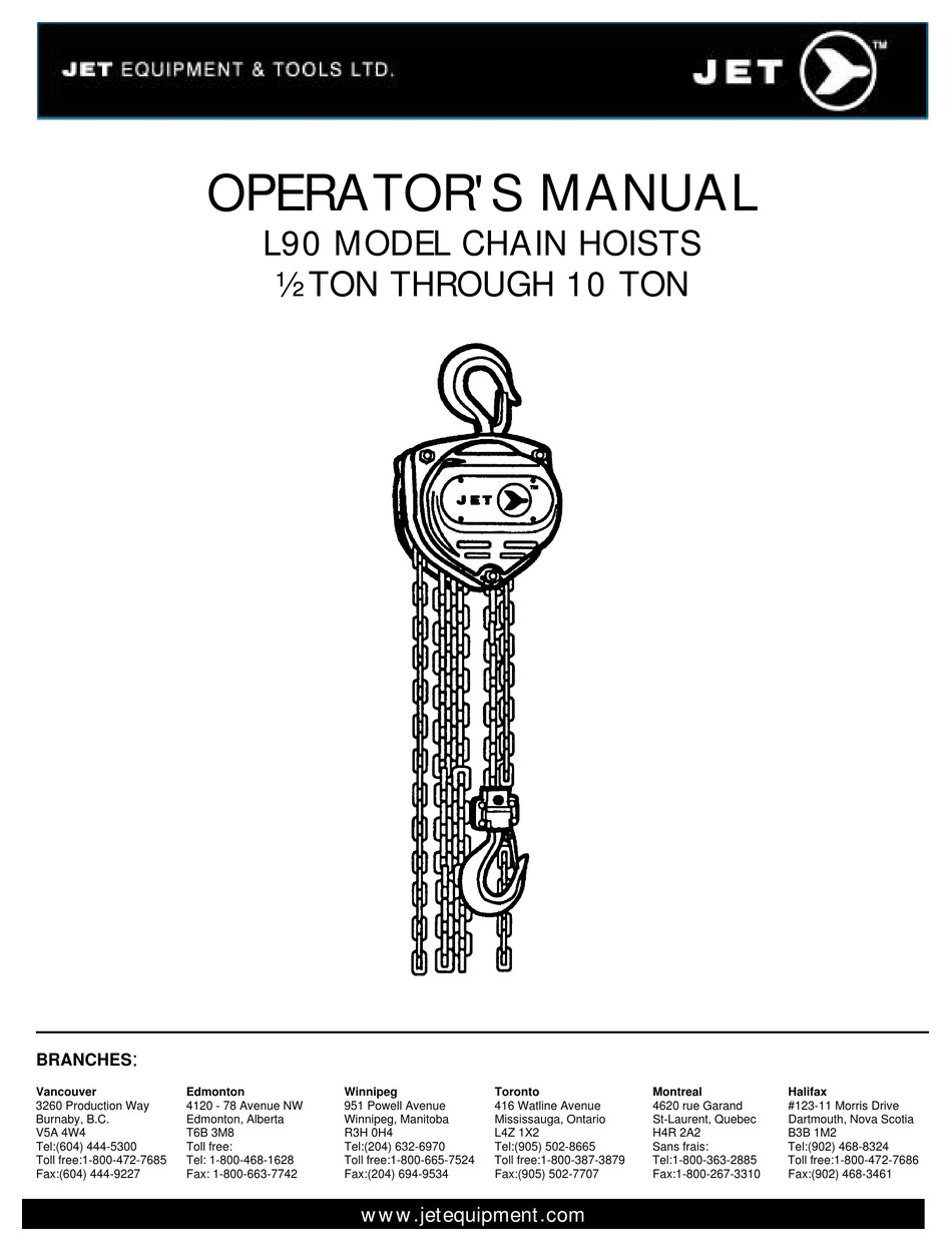 Jet L90 Operator S Manual Pdf Download Manualslib