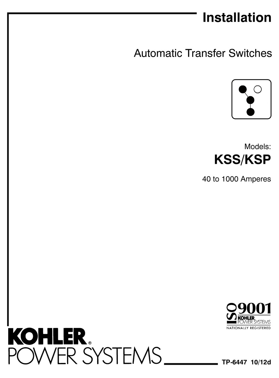 KOHLER KSS SERIES INSTALLATION MANUAL Pdf Download ManualsLib   Kohler Kss Series 