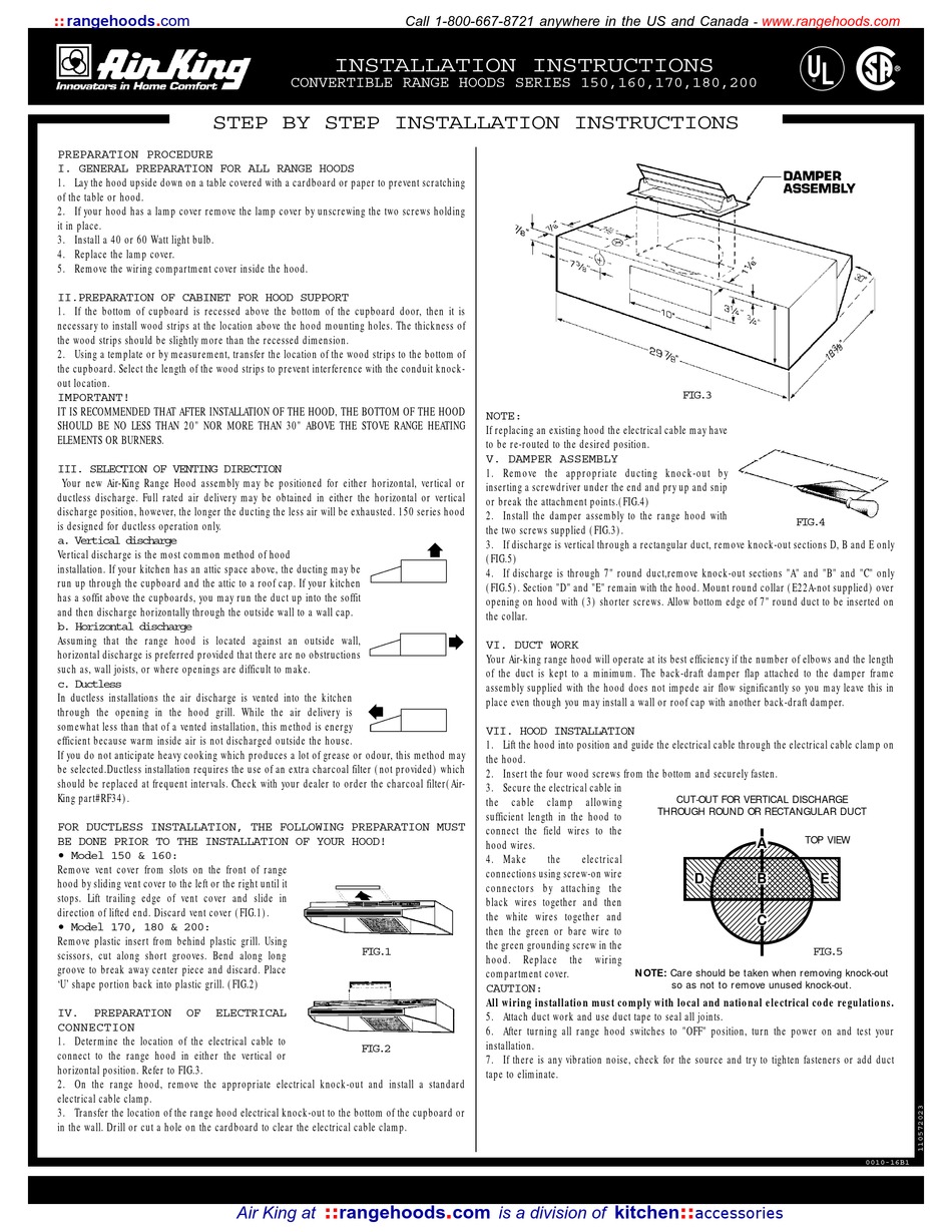 AIRKING SERIES 150 INSTALLATION INSTRUCTIONS Pdf Download ManualsLib