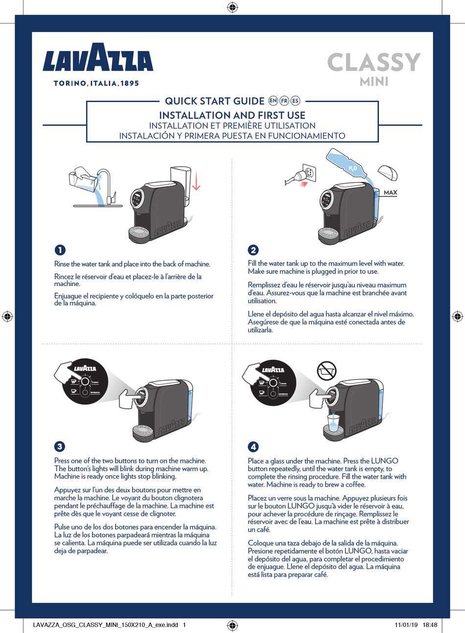 LAVAZZA CLASSY MINI QUICK START MANUAL Pdf Download ManualsLib