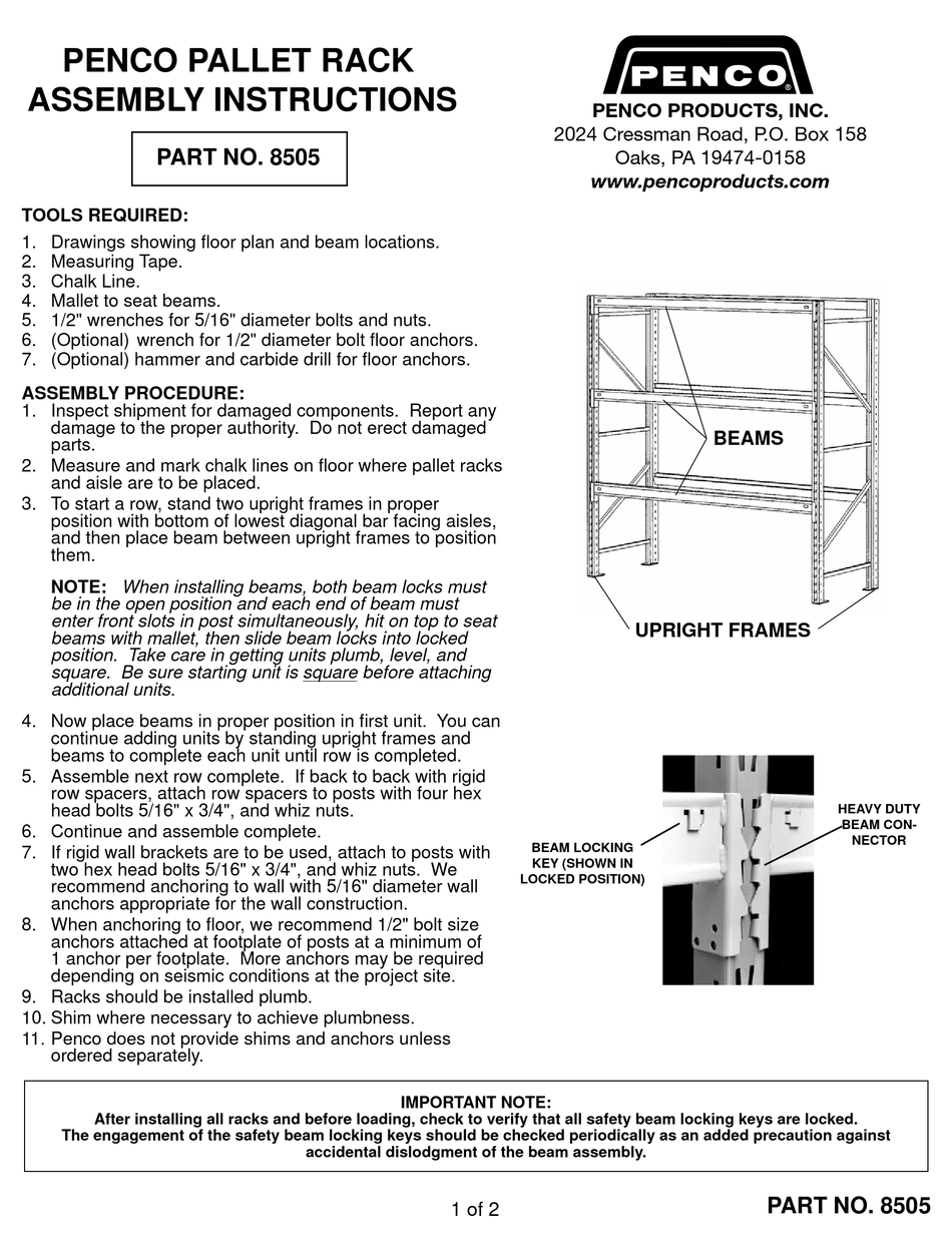 PENCO 8505 ASSEMBLY INSTRUCTIONS Pdf Download ManualsLib