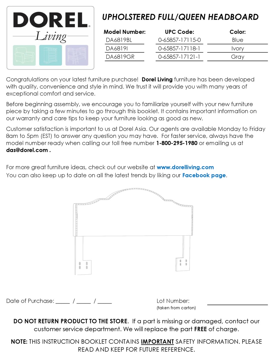 DOREL LIVING DA6819BL MANUAL Pdf Download | ManualsLib