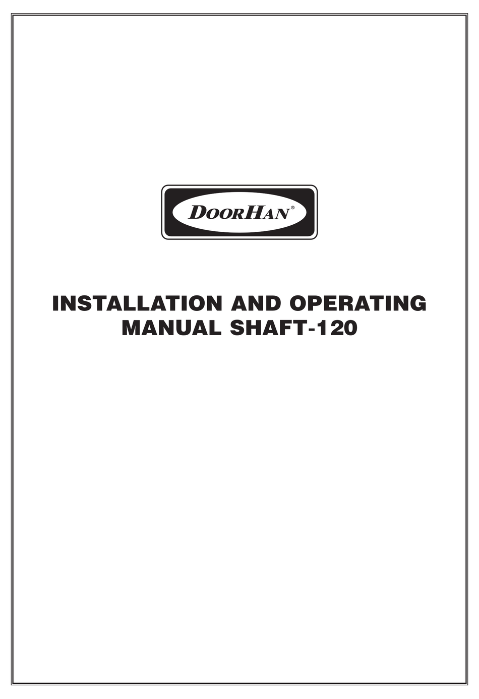 DOORHAN SHAFT-120 INSTALLATION AND OPERATING MANUAL Pdf Download ...