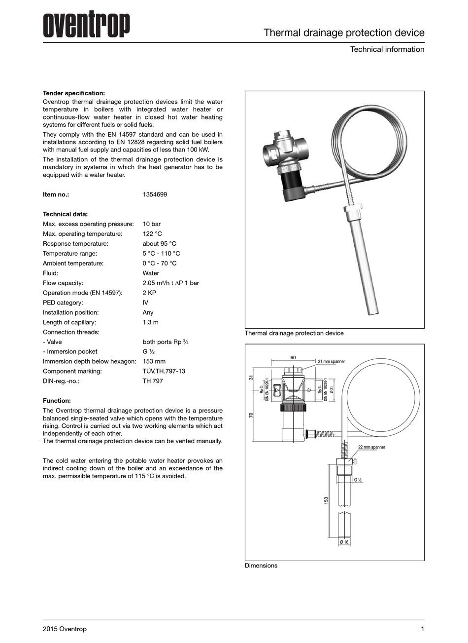 OVENTROP 1354699 TECHNICAL INFORMATION Pdf Download | ManualsLib