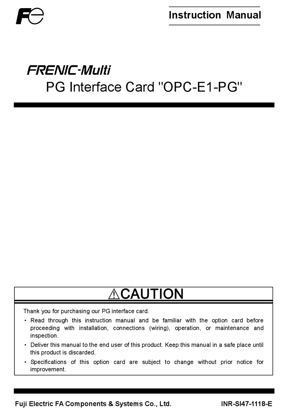 FUJI ELECTRIC FRENIC-MULTI SERIES INSTRUCTION MANUAL Pdf Download ...