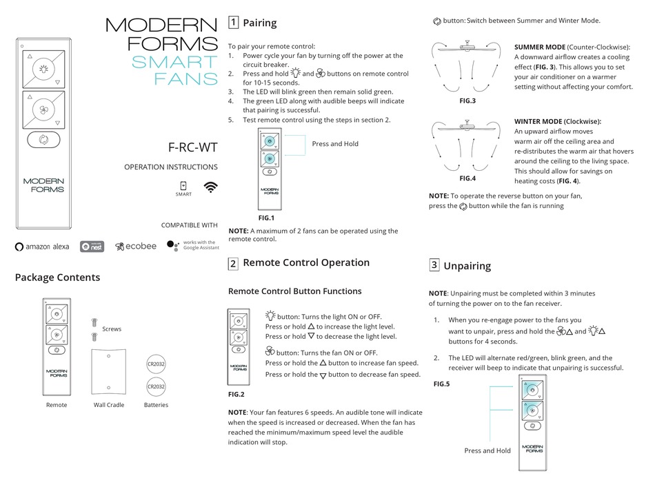 WAC LIGHTING MODERN FORMS F-RC-WT OPERATION INSTRUCTIONS Pdf Download