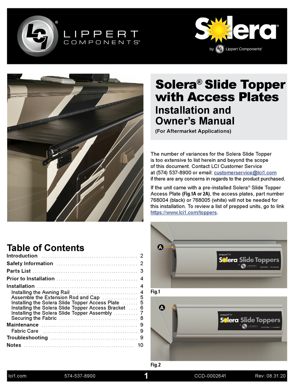 LIPPERT COMPONENTS SOLERA SLIDE TOPPER WITH ACCESS PLATES INSTALLATION