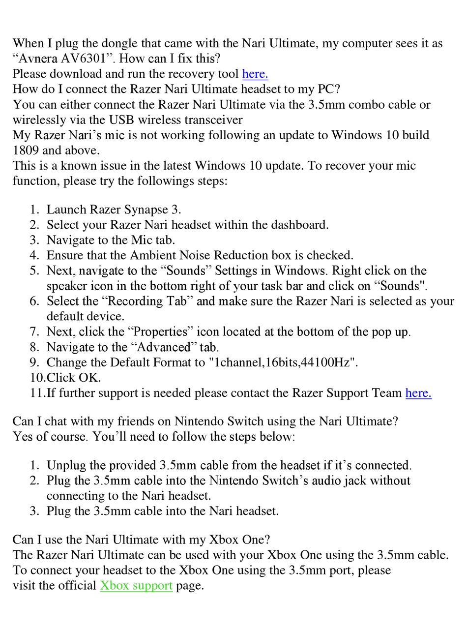 Razer Nari Ultimate Manual Pdf Download Manualslib