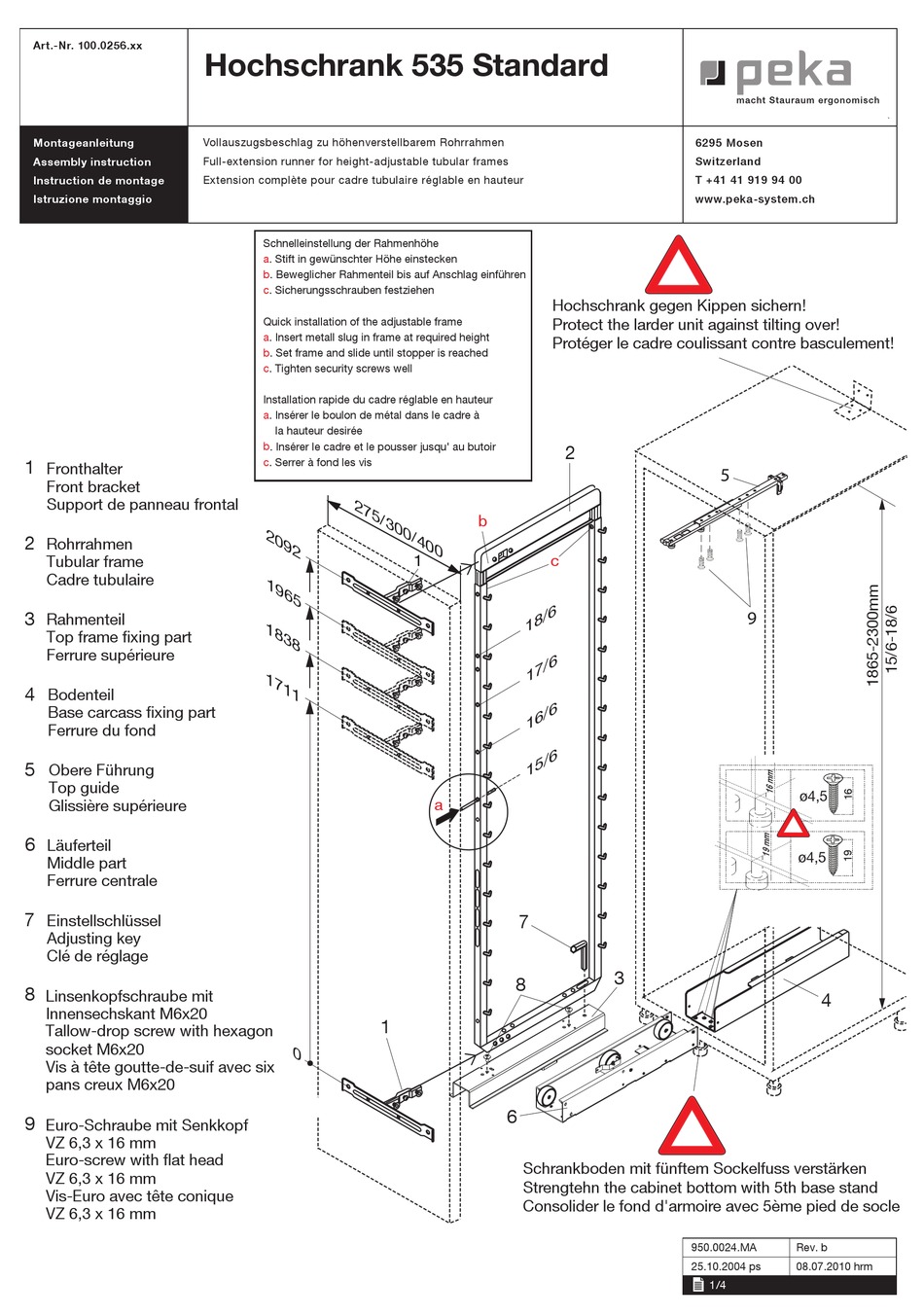 PEKA 100.0256 SERIES ASSEMBLY INSTRUCTION Pdf Download ManualsLib
