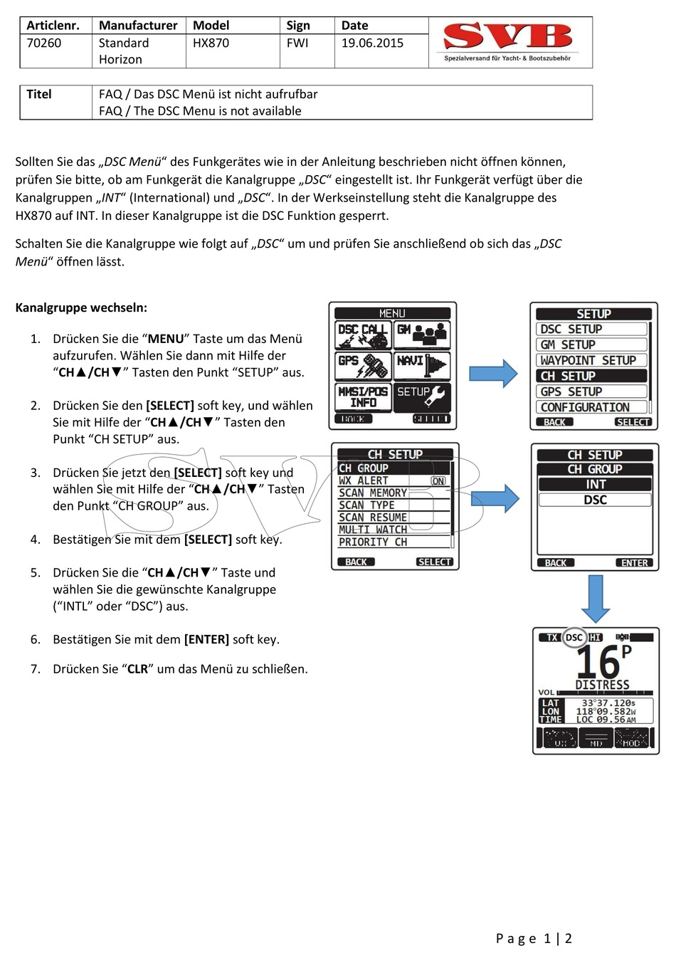 STANDARD HORIZON HX870 SHORT MANUAL Pdf Download | ManualsLib