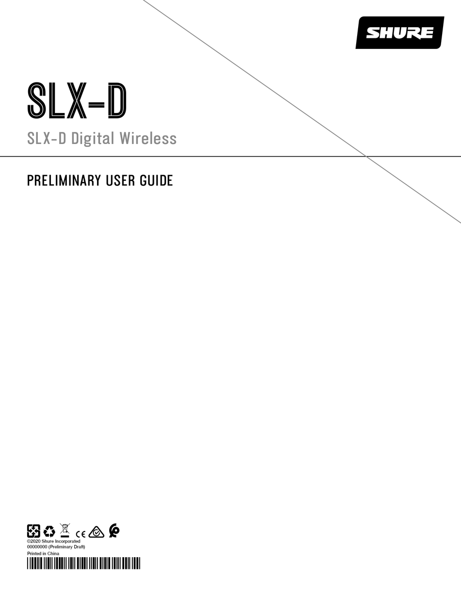 SHURE SLX-D PRELIMINARY USER MANUAL Pdf Download | ManualsLib