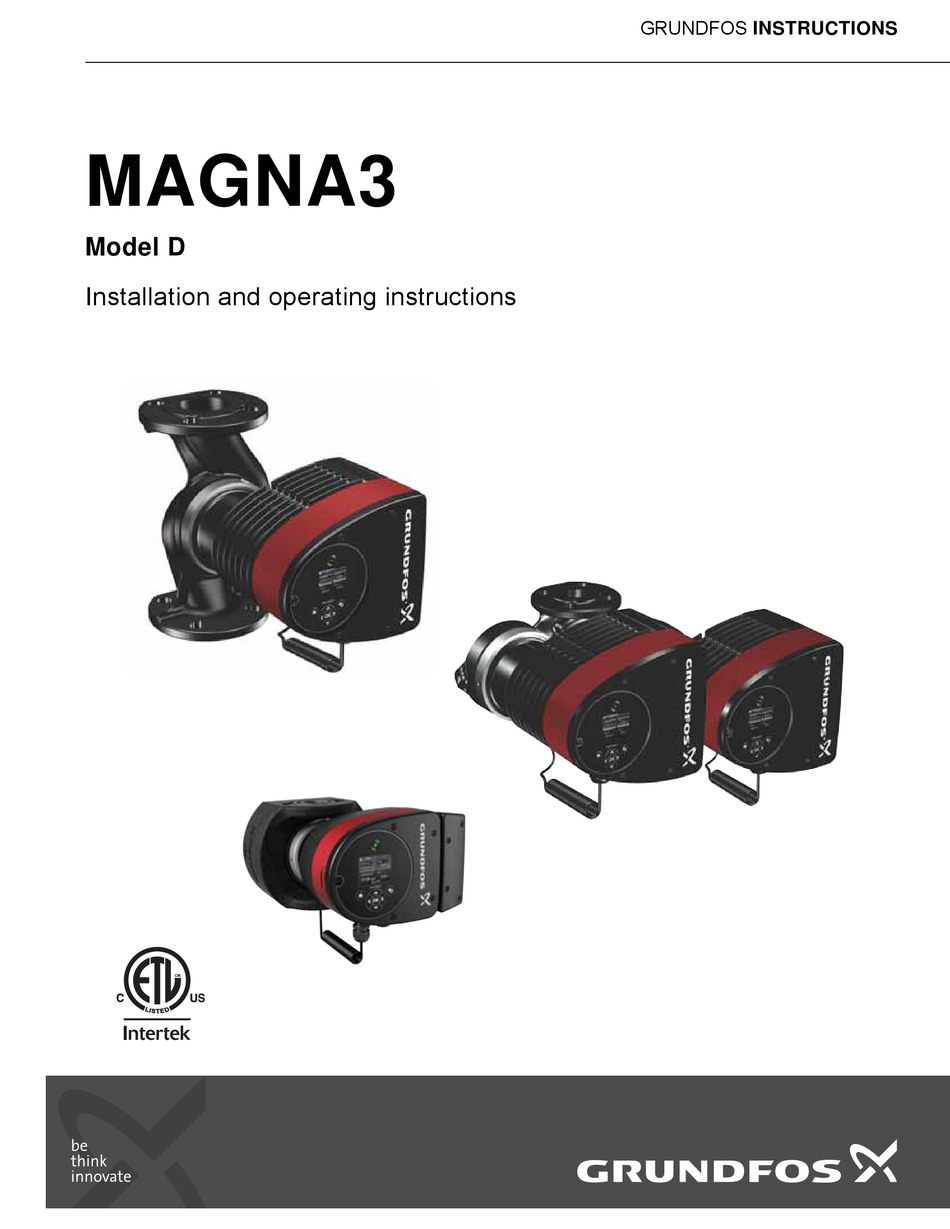 GRUNDFOS MAGNA3 D INSTALLATION AND OPERATING INSTRUCTIONS MANUAL Pdf