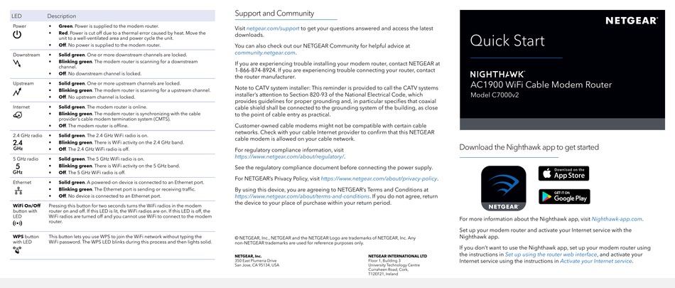 NETGEAR NIGHTHAWK C7000V2 QUICK START Pdf Download | ManualsLib