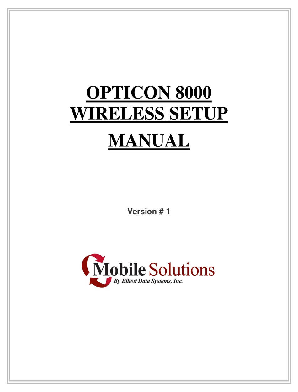 OPTICON 8000 WIRELESS SETUP MANUAL Pdf Download ManualsLib