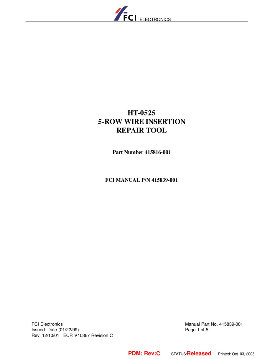 FCI HT0525 MANUAL Pdf Download ManualsLib