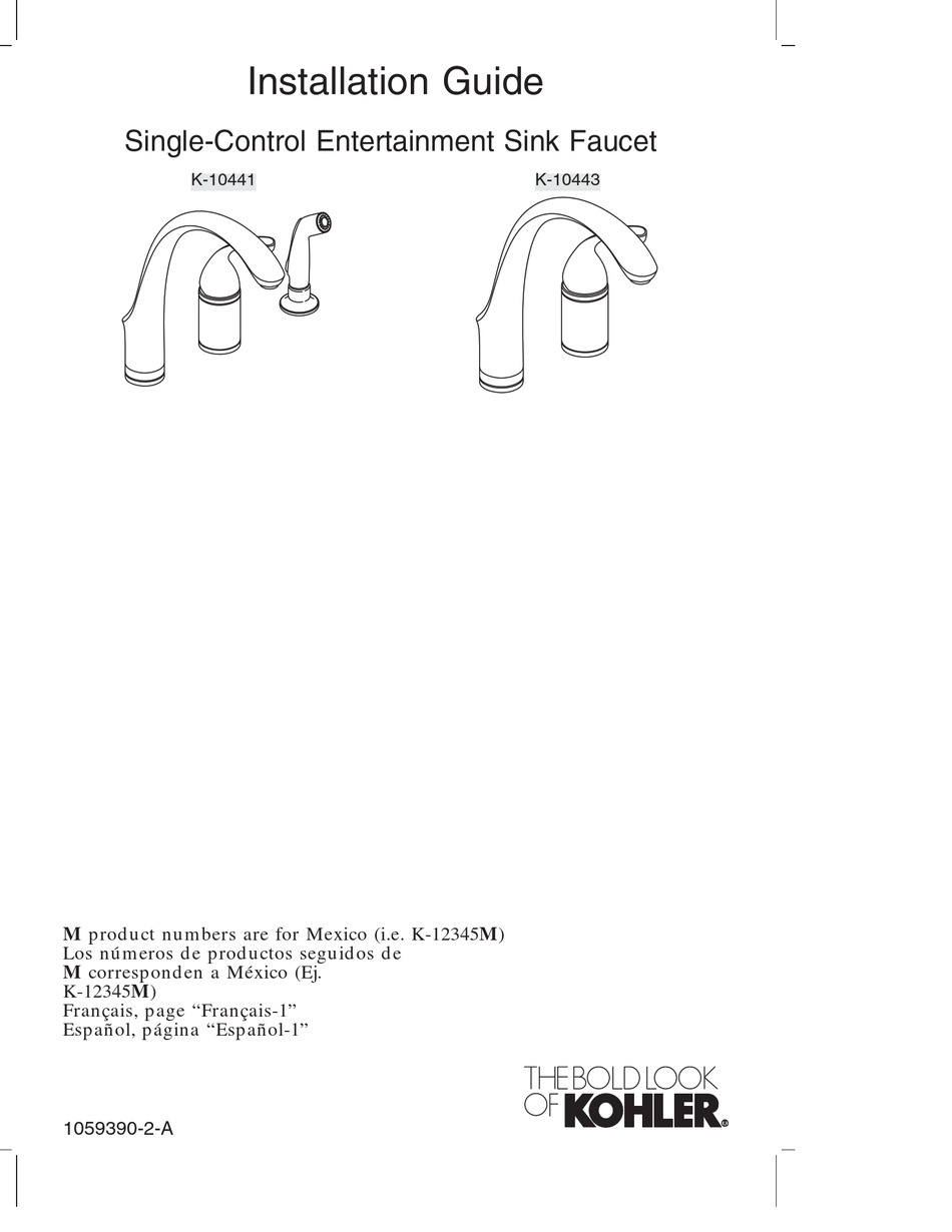 KOHLER K-10441 INSTALLATION MANUAL Pdf Download | ManualsLib