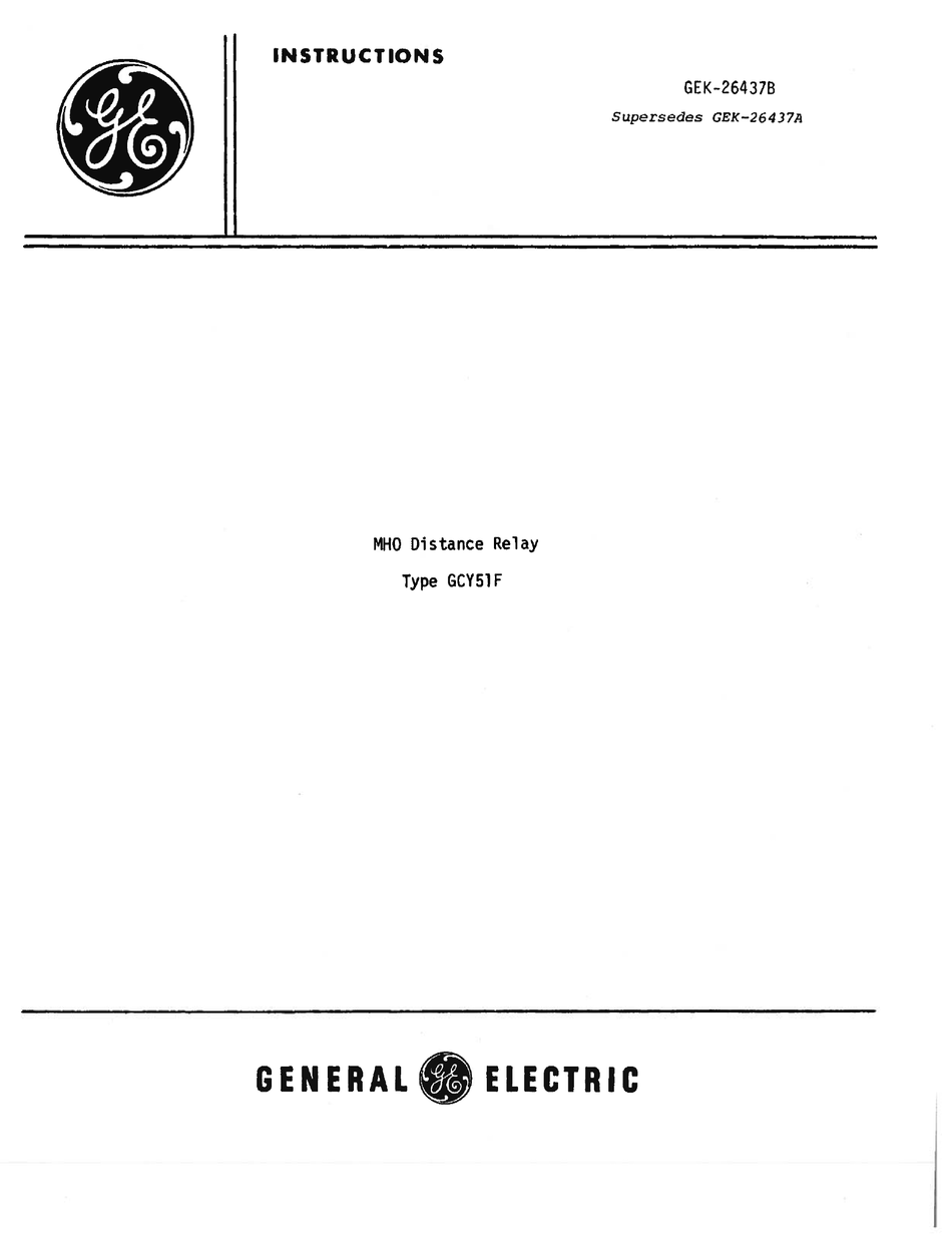 GE GCY51F SERIES INSTRUCTIONS MANUAL Pdf Download ManualsLib