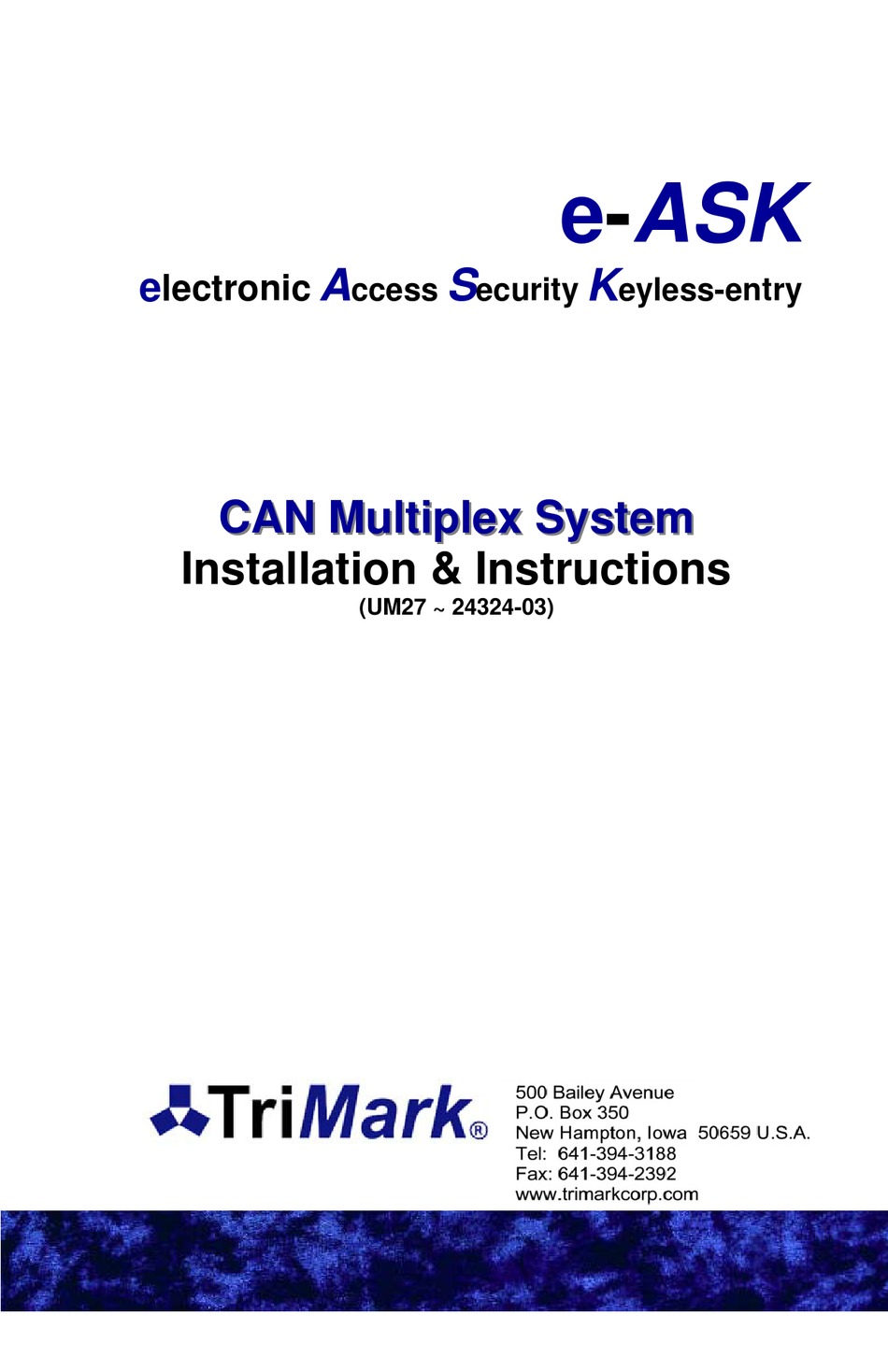TRIMARK EASK UM27 INSTALLATION INSTRUCTIONS MANUAL Pdf Download