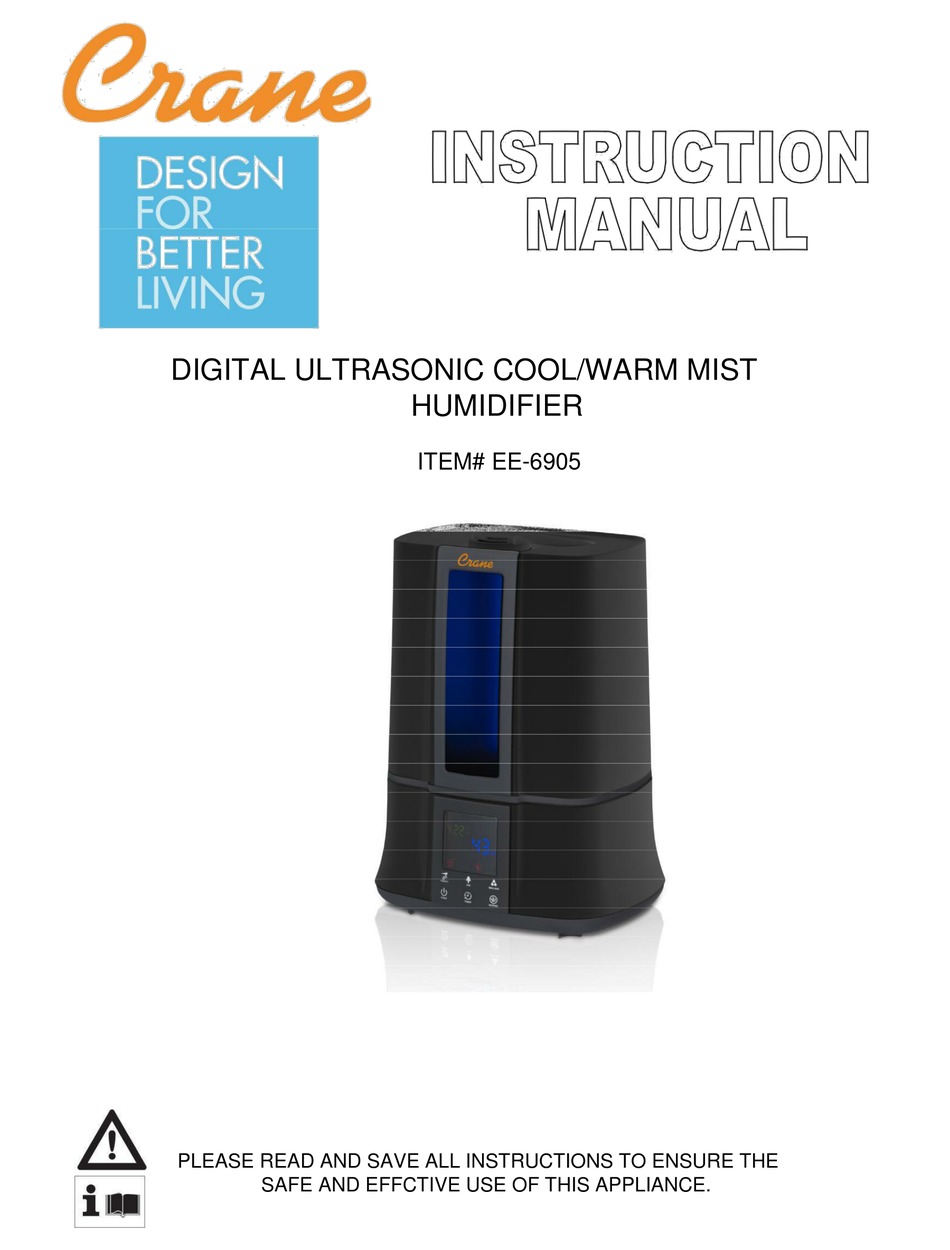 EE-6905 Black NEW Crane Classic Digital Ultrasonic Warm & Cool Mist Humidifier 