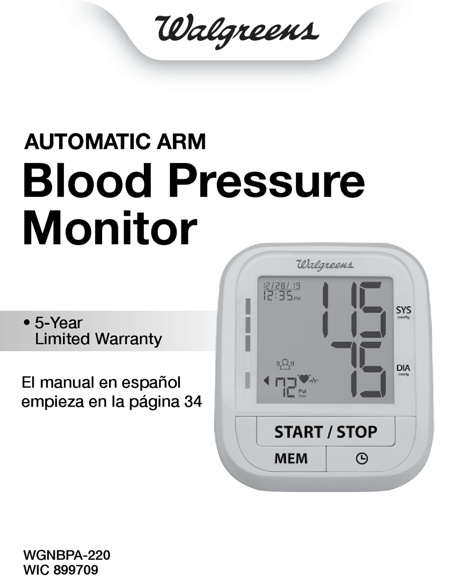 WGNBPA-220  Walgreens Blood Pressure Monitors