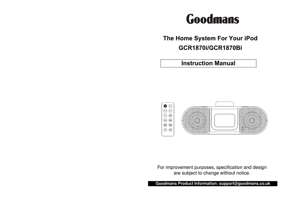 GOODMANS GCR1870I INSTRUCTION MANUAL Pdf Download ManualsLib