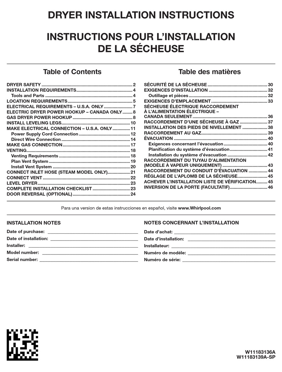 MAYTAG MED5630HW INSTALLATION INSTRUCTIONS MANUAL Pdf Download | ManualsLib