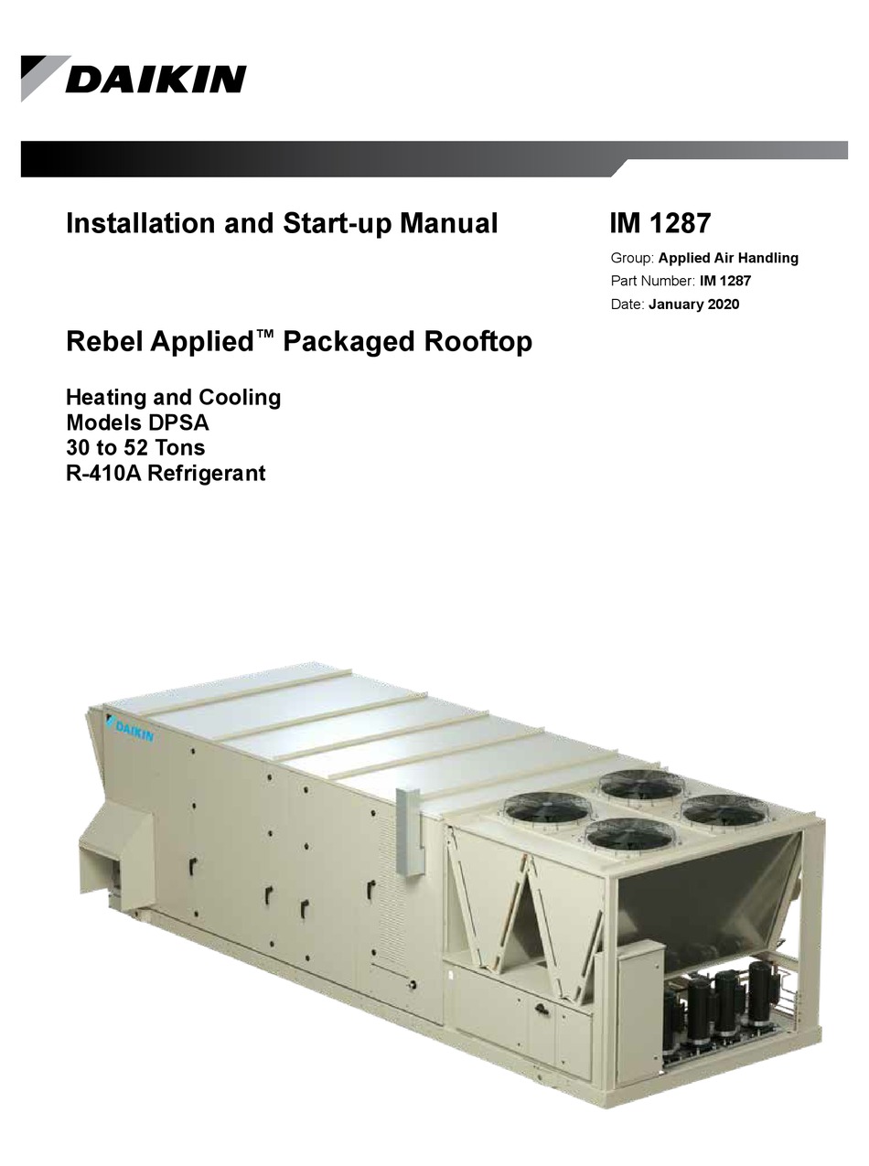 DAIKIN REBEL APPLIED DPSA INSTALLATION AND STARTUP MANUAL Pdf Download