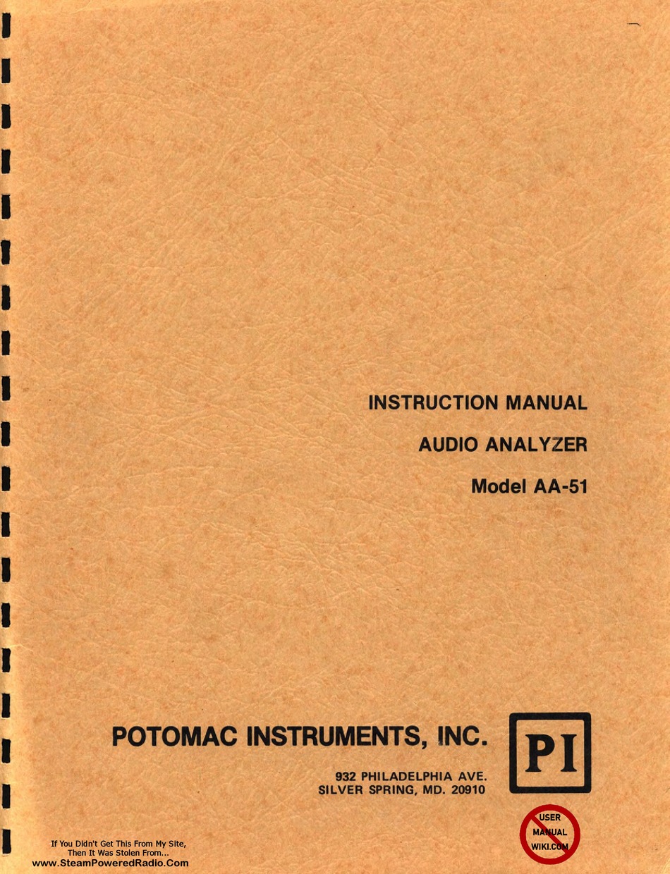 POTOMAC INSTRUMENTS AA51 INSTRUCTION MANUAL Pdf Download ManualsLib