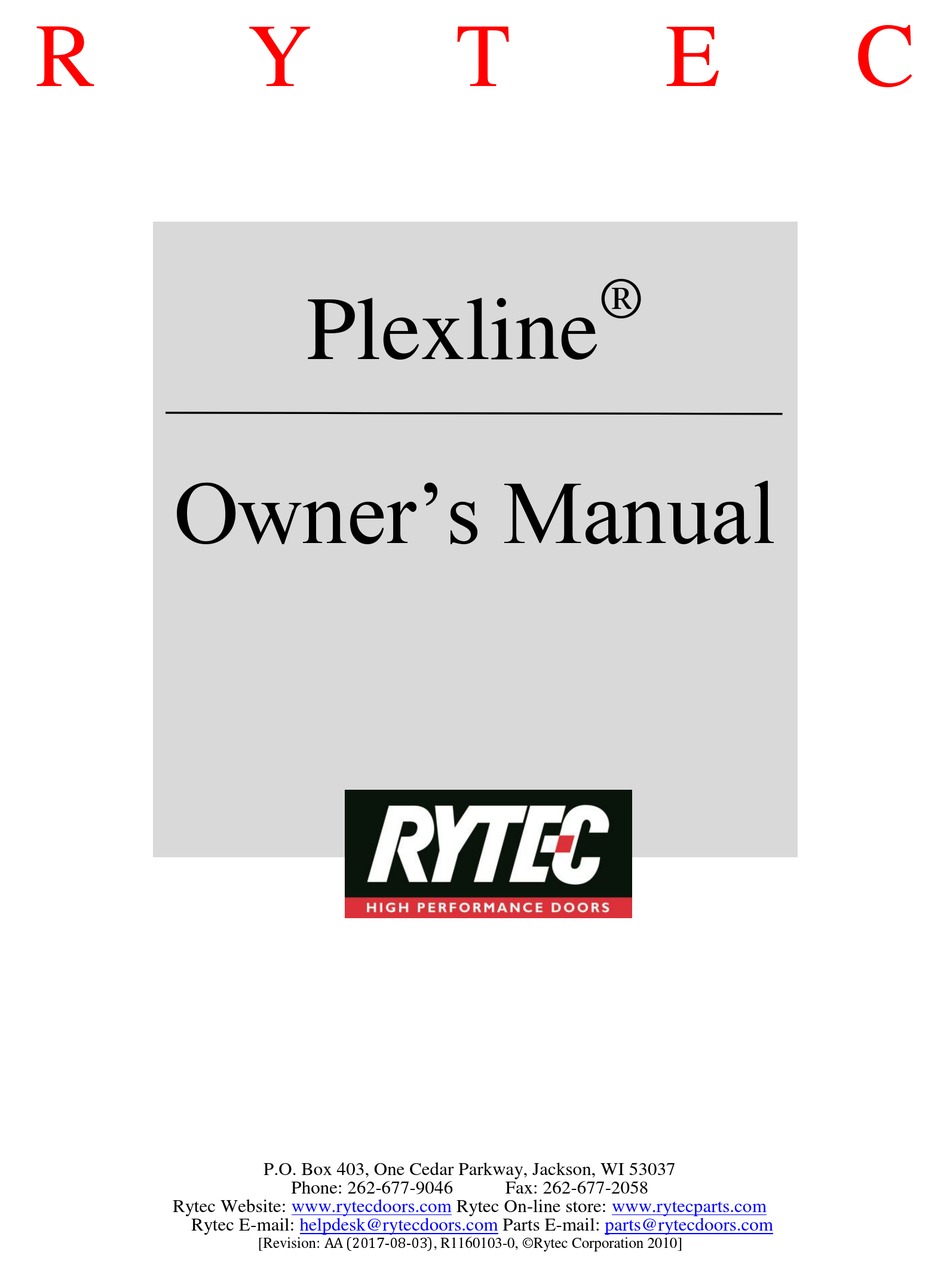RYTEC PLEXLINE PL5000 OWNER