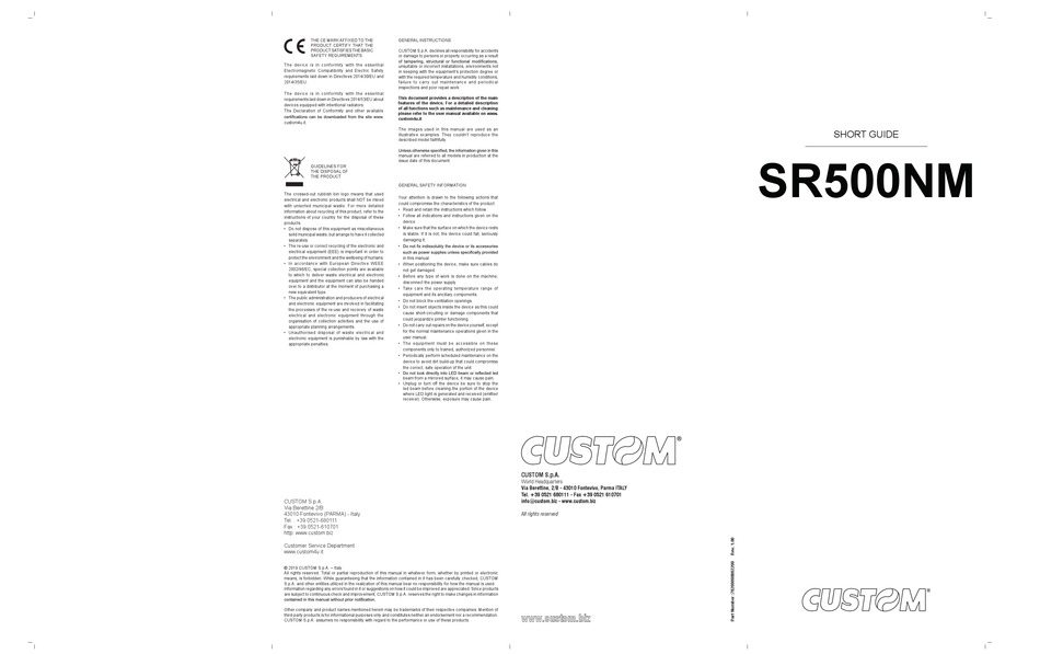 CUSTOM AUDIO ELECTRONICS SR500NM SHORT MANUAL Pdf Download ManualsLib