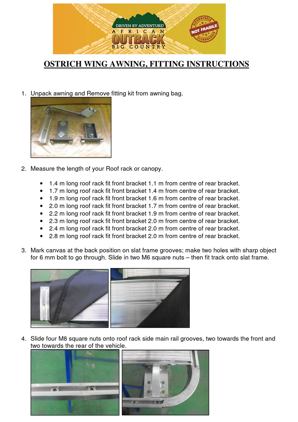 BIG COUNTRY OSTRICH WING AWNING FITTING INSTRUCTIONS Pdf Download