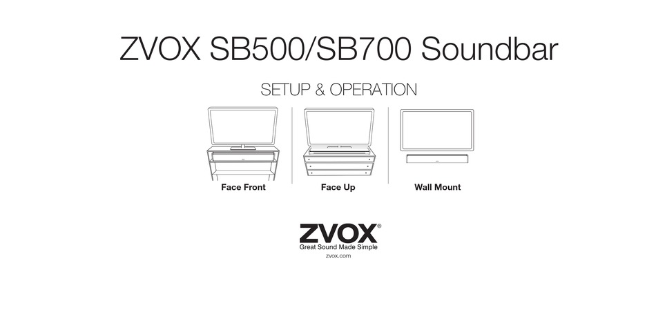 ZVOX AUDIO SB500 SETUP & OPERATION Pdf Download | ManualsLib