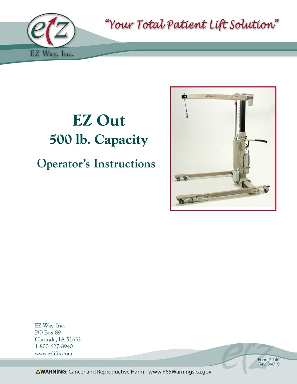 EZ WAY EZ OUT OPERATOR INSTRUCTIONS MANUAL Pdf Download ManualsLib