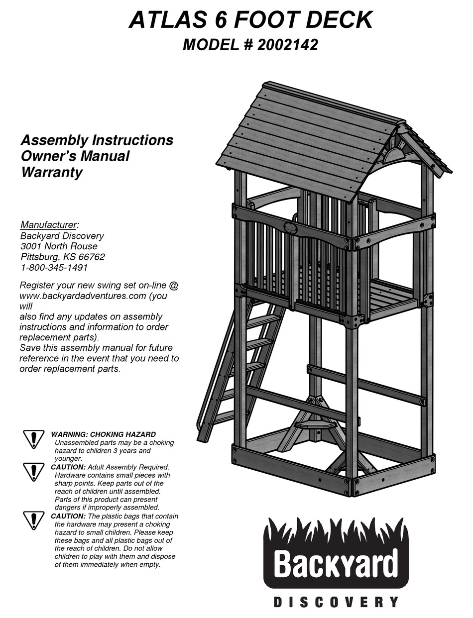 BACKYARD DISCOVERY ATLAS 2002142 ASSEMBLY INSTRUCTIONS AND OWNER'S
