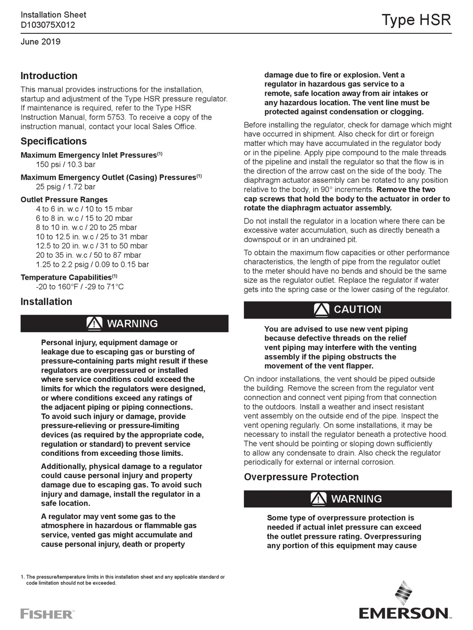 EMERSON HSR INSTALLATION SHEET Pdf Download | ManualsLib