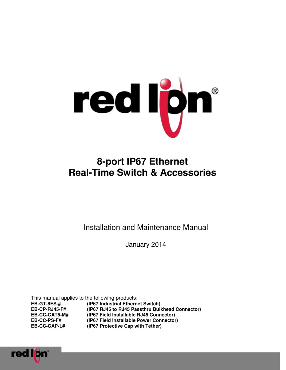 RED LION EB-GT-8ES SERIES INSTALLATION AND MAINTENANCE MANUAL Pdf ...