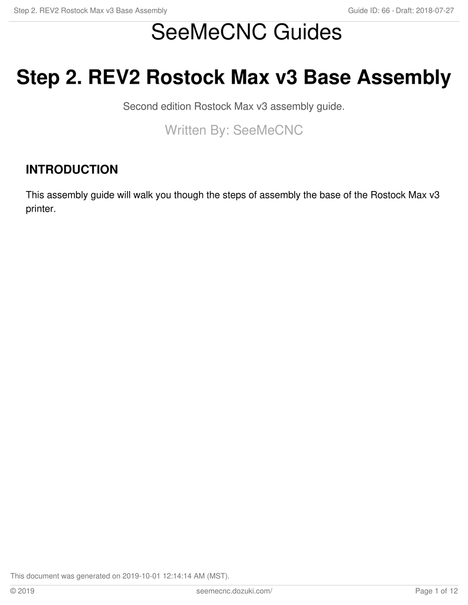 SEEMECNC ROSTOCK MAX V3 ASSEMBLY MANUAL Pdf Download ManualsLib