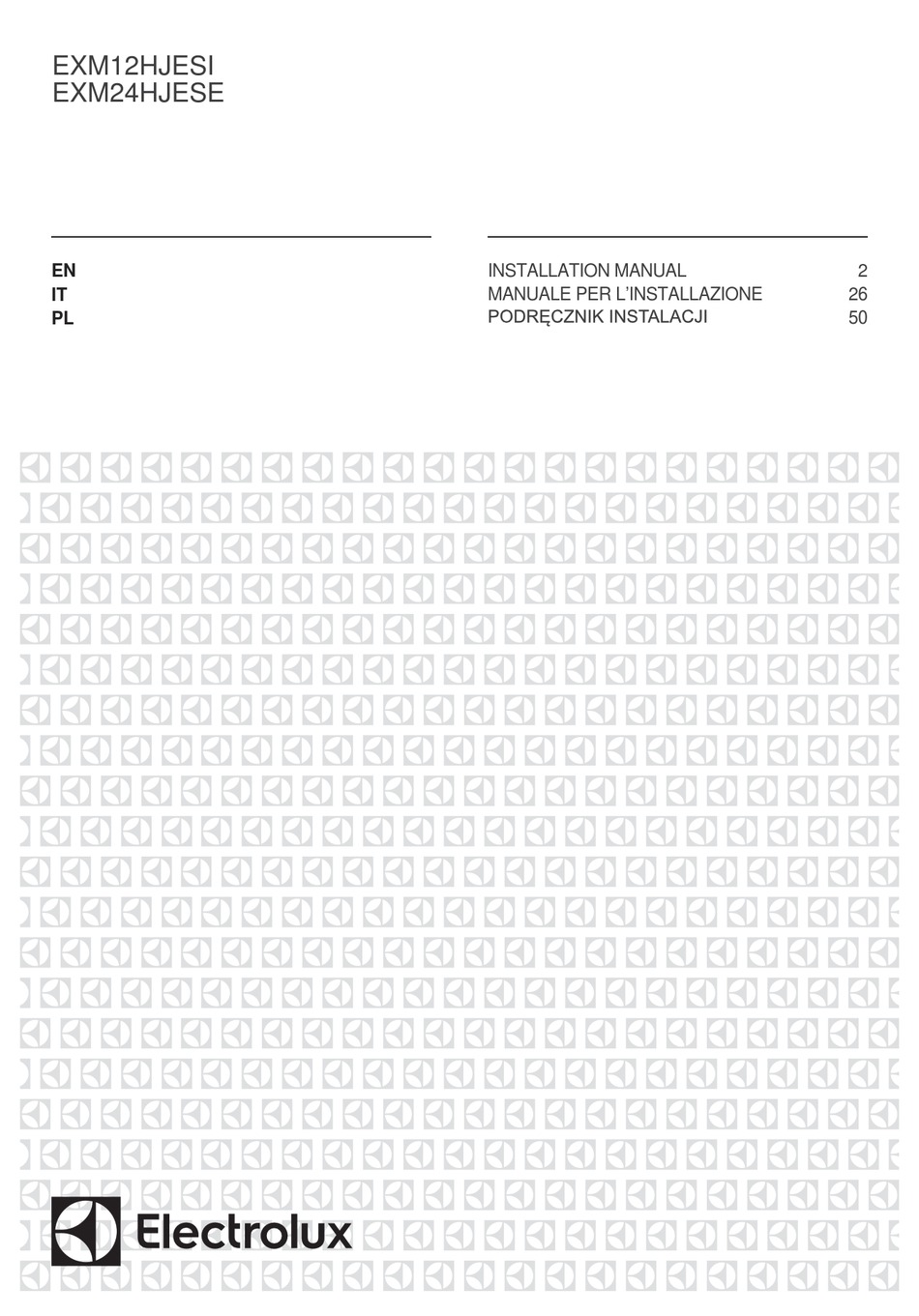 ELECTROLUX EXM12HJESI INSTALLATION MANUAL Pdf Download ManualsLib