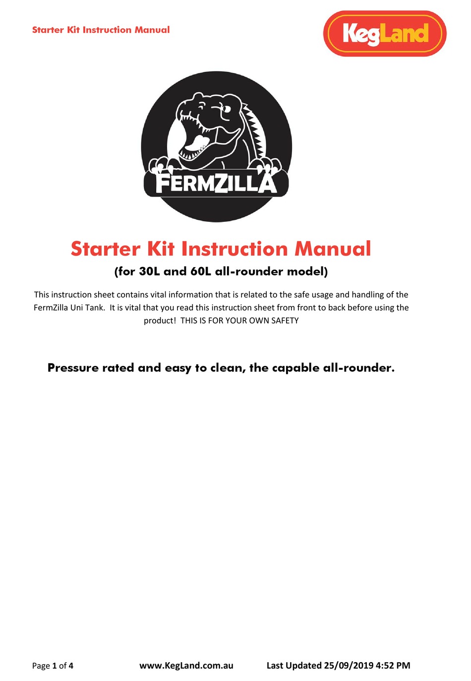 KEGLAND FERMZILLA INSTRUCTION MANUAL Pdf Download ManualsLib