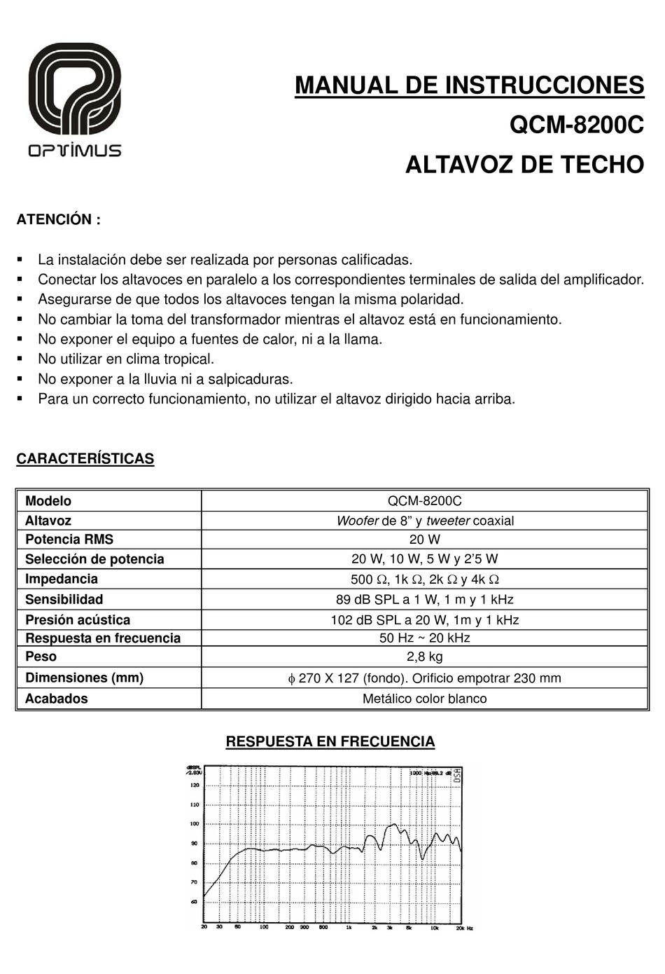 OPTIMUS QCM8200C INSTRUCTION MANUAL Pdf Download ManualsLib