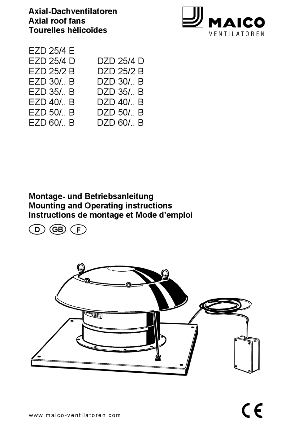 MAICO EZD 30 B SERIES MOUNTING AND OPERATING INSTRUCTIONS Pdf Download