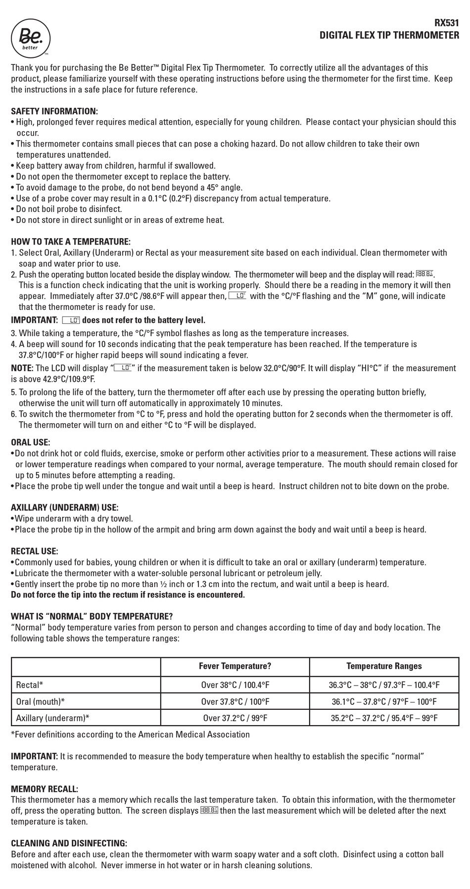 Be better clearance thermometer