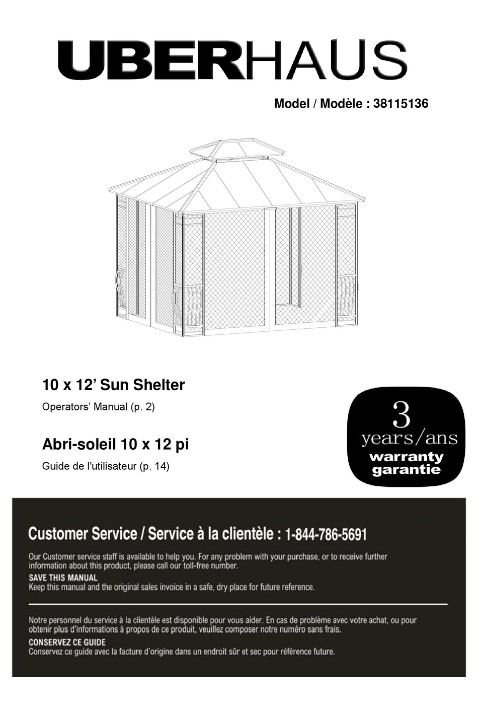 UBERHAUS 38115136 OPERATOR'S MANUAL Pdf 