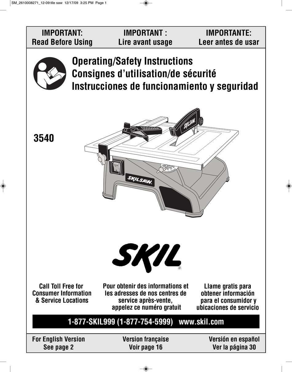 SKIL 3540 OPERATING/SAFETY INSTRUCTIONS MANUAL Pdf Download ManualsLib