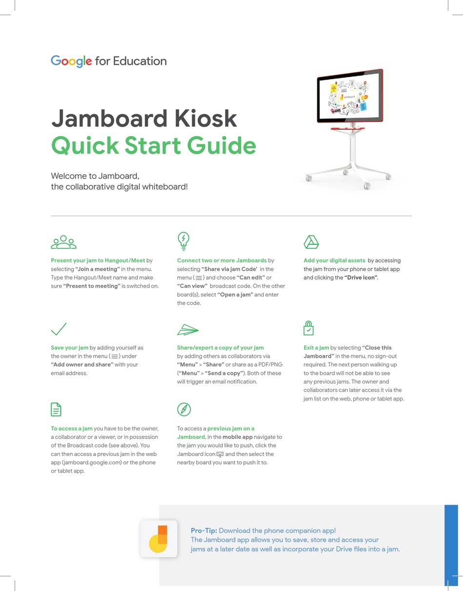 GOOGLE JAMBOARD QUICK START MANUAL Pdf Download ManualsLib