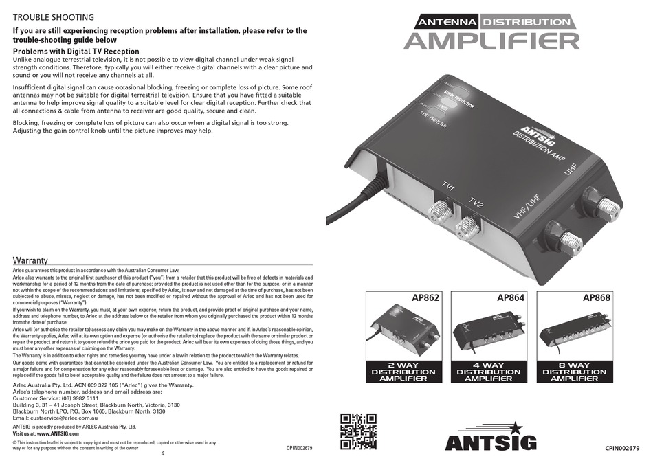 ANTSIG AP862 MANUAL Pdf Download ManualsLib
